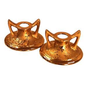 Holley Ross Distinguished China 22K Gold Overlay Candle Holders Sett of 2